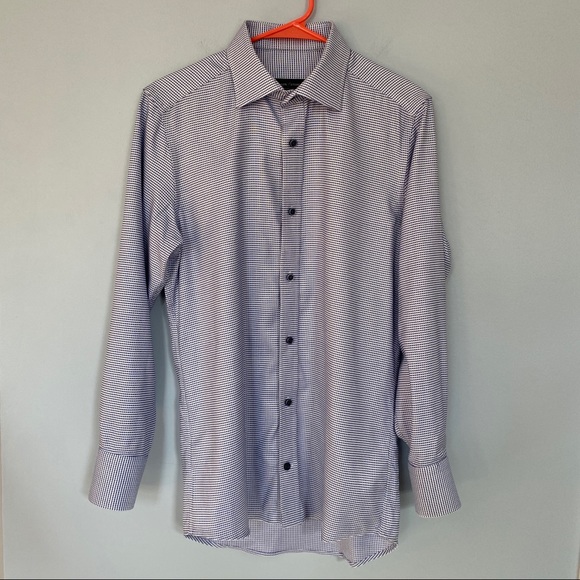 Tailor Store Blue and White Long Sleeve Button Down - Picture 3 of 11